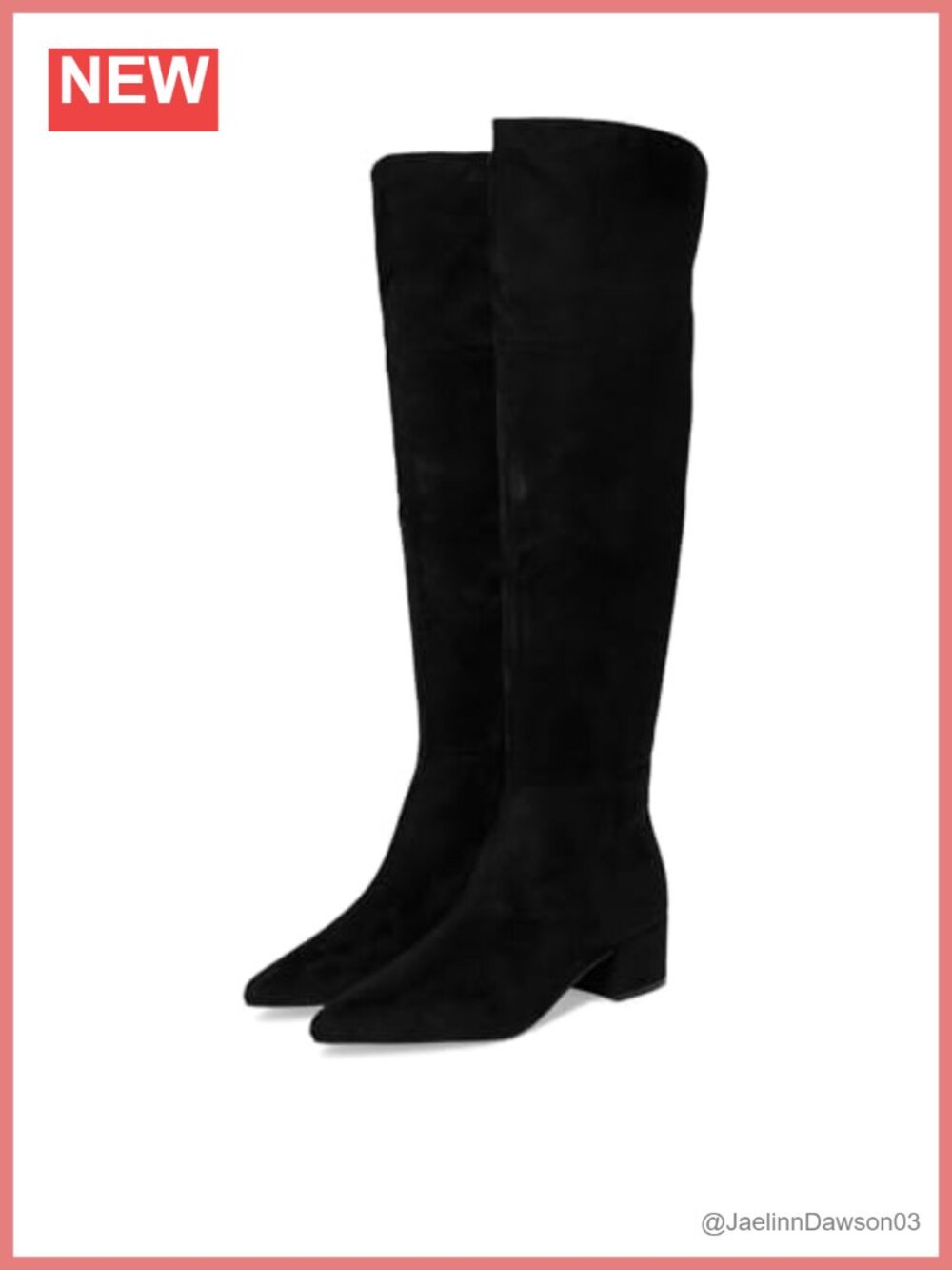 Over the Knee Boots Faux Suede Block Heel Pointed Toe Zip